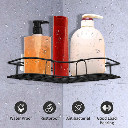 Bathroom Kitchen Punch Corner Frame Shower Shelf Wrought Iron Shampoo Storage Rack