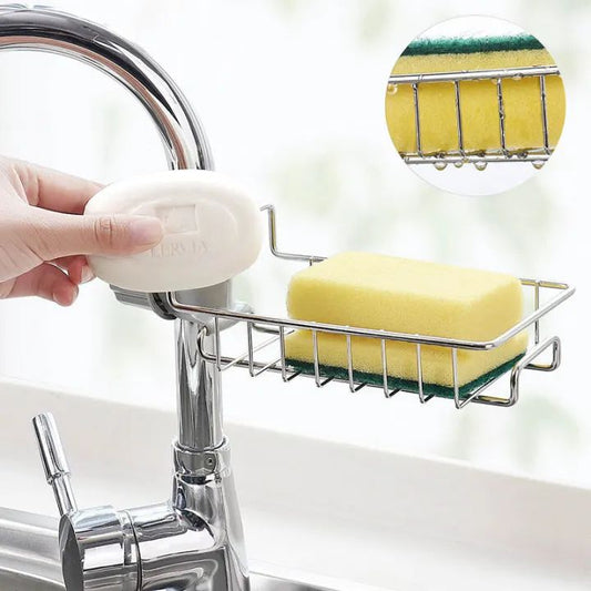 Kitchen Stainless Steel Sink Drain Rack Soap and Sponge Holder