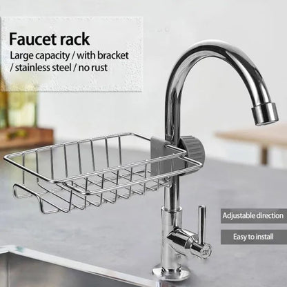 Kitchen Stainless Steel Sink Drain Rack Soap and Sponge Holder